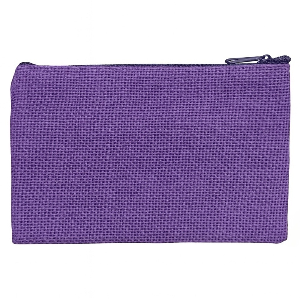 Purple Burlap Zip Pouch